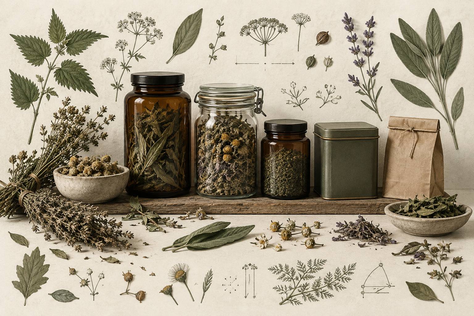 Illustration éditoriale du sujet : Conservare le erbe sfuse: contenitori, luce e umidità