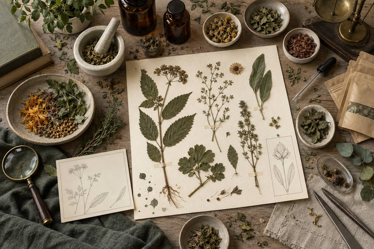 Illustration éditoriale du sujet : Erbe e farmaci: le interazioni da segnalare al medico