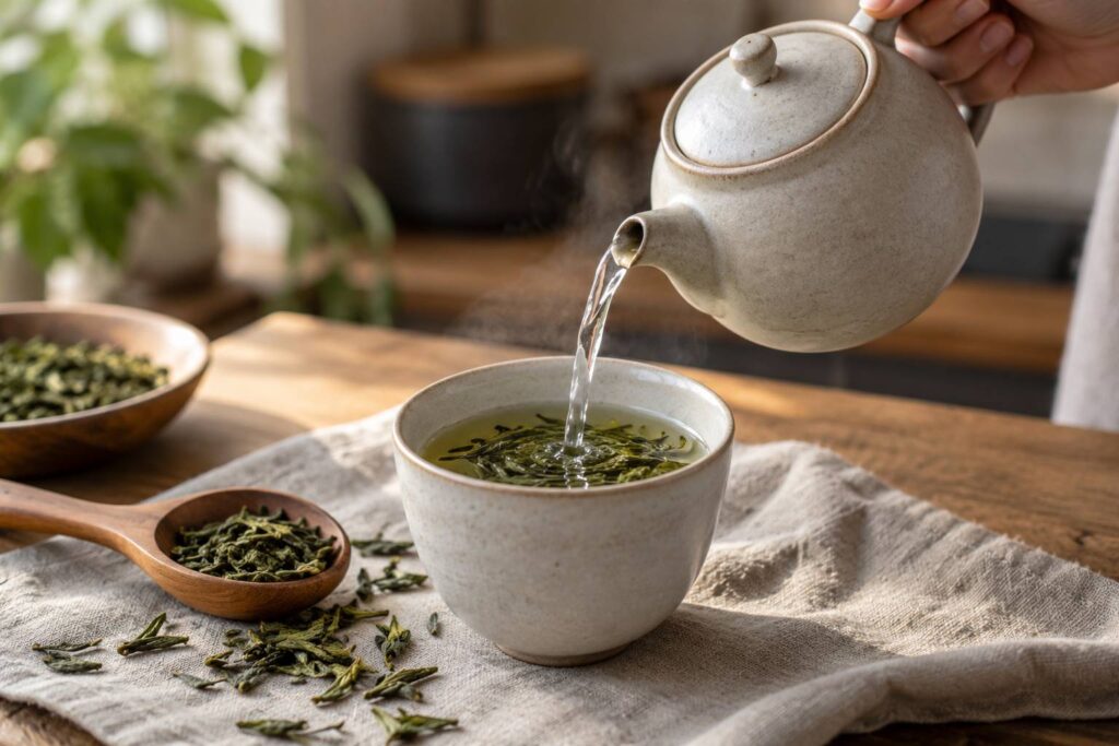 Illustration de détail sur le sujet : Betulla: foglia in infuso, dose per tazza e tempo