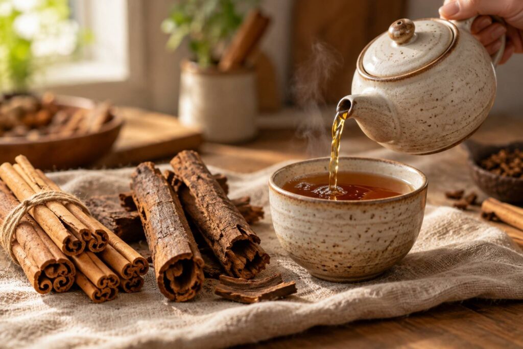 Illustration de détail sur le sujet : Cannella: Cinnamomum verum e cassia, cosa cambia in tazza